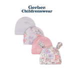 Gerber Baby Girl Bunny Ballerina Caps 4pcs