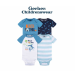 Gerber Shark Short Sleeve Onesies Bodysuits 4pcs