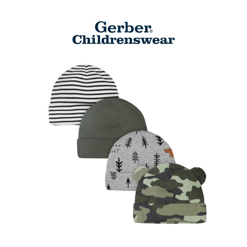 2689cdac9da4b1fe9adcf578f9b6268d-1.png Gerber Baby Boys Bear Caps 4pcs - Image 1