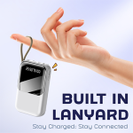 LED Torch Light Power Bank with Built-in 4 Cables – 10000mAh - Image 4