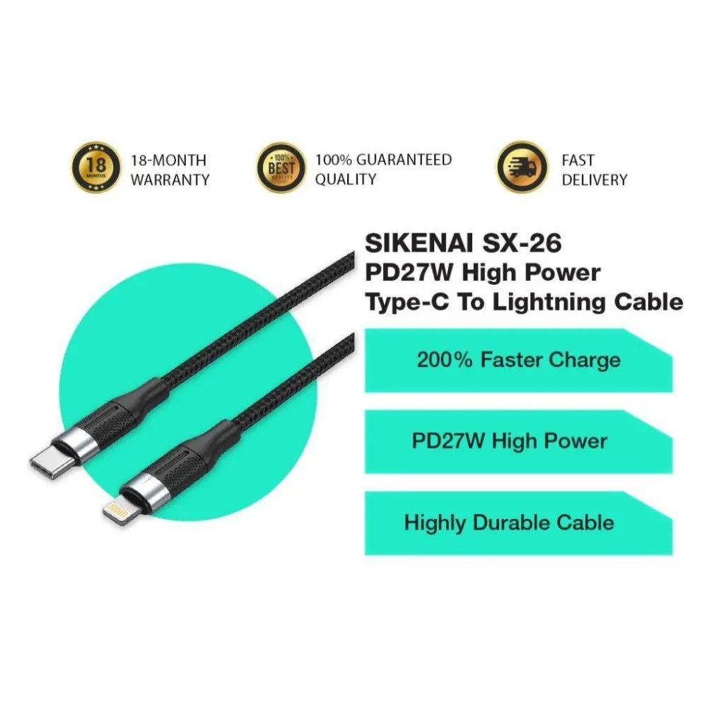 50cc2fccfd2c4207867a06c9d130e9aa-1.jpg SIKENAI 1M Flash Charge Type-C to Lightning Cable SX-26 - Image 1