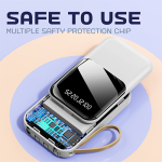 LED Torch Light Power Bank with Built-in 4 Cables – 10000mAh - Image 5