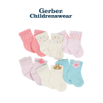 Gerber Princess Wiggle-Proof Jersey Crew Socks 6pairs