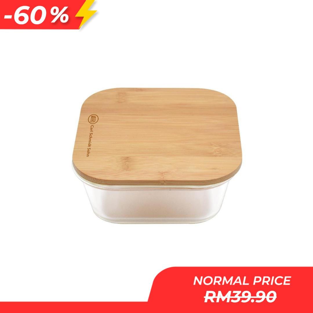 794792e642708d16dce612aecb5ad338.jpg CSS Square Storage Container with Bamboo Lid 750ml - Image 1