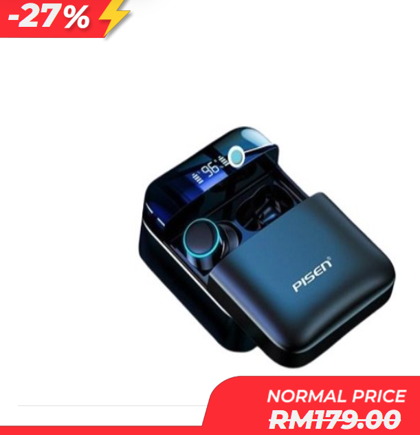 9443d13692b23f79818eb84b44204d9c.png PISEN Powerbank Wireless Bluetooth Earphone 5.0 (Black) - Image 1