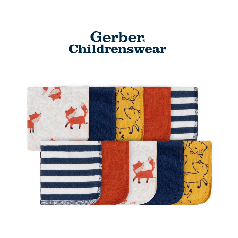 9be515efbadfd938f553c2d22ac24208-2.png Gerber Boys Fox Washcloths 10pcs - Image 1