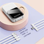 LED Torch Light Power Bank with Built-in 4 Cables – 10000mAh - Image 9
