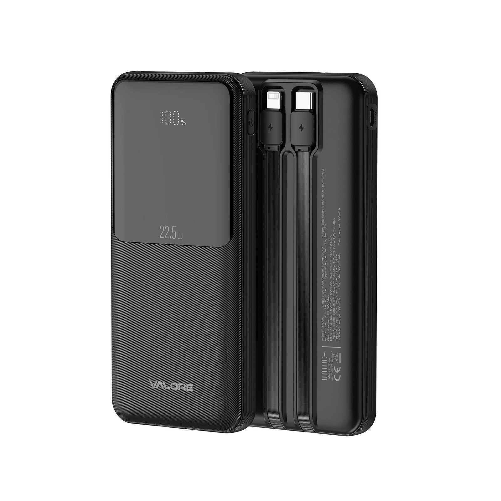 b7286fd0ba533c703762a43f85257a20-1.jpg Valore 10000MaH Fast Charging P/Bank W C&L Cables PD50 - Image 1