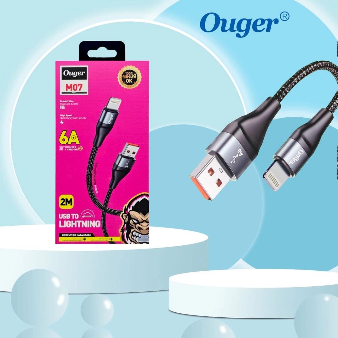 c47c7980f785fe5c4c7497ec9ee91bf0.jpg OUGER M07 6A 2M High Speed Data Cable – USB to Lightning - Image 1