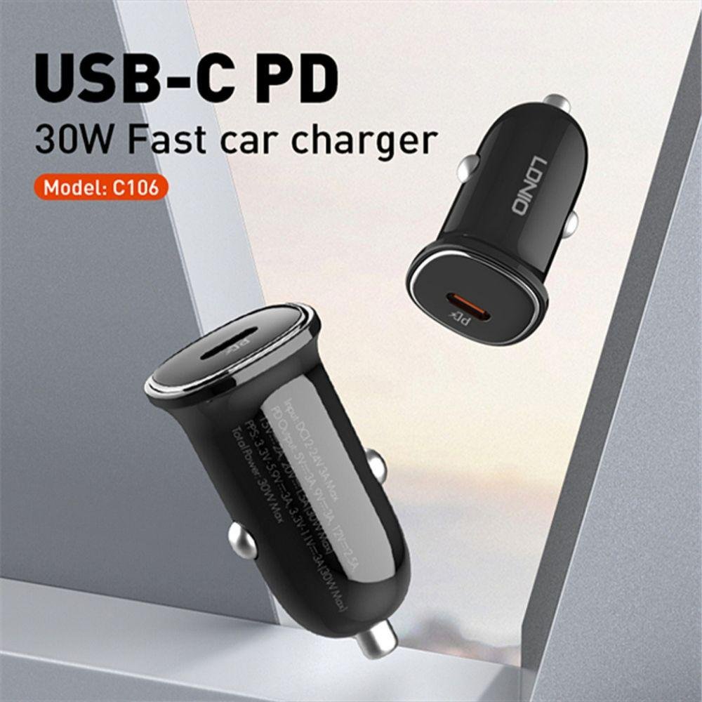 da93a9c7fd0e1a129be08ed0196152db.jpg Ldnio QC Super Fast Car Charger 30W PD C106 - Image 1