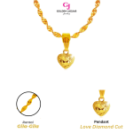 Golden Jaguar Necklace Love Diamond Cut + Gila2
