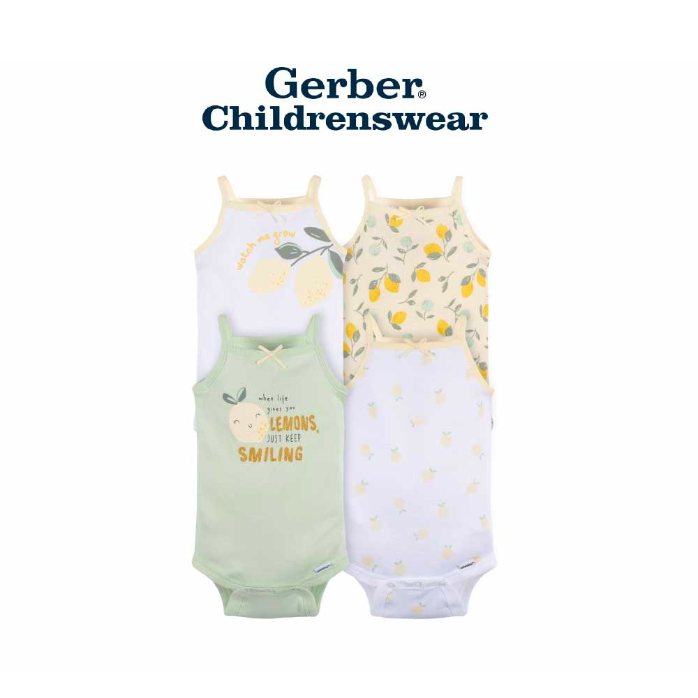 e1c239f93e113e2588f5020f407bd7b5-2.png Gerber Sunshine Sleeveless Onesies Bodysuits 4pcs - Image 1