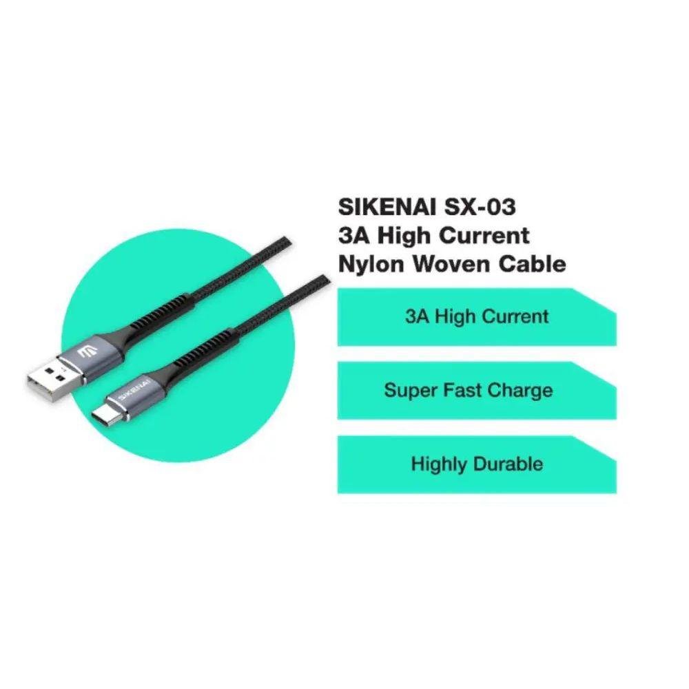e48ce90894a7718d134c50554d969980.jpg SIKENAI 1M 3A Fast Charging Metal Braided Cable SX-03 - Image 1