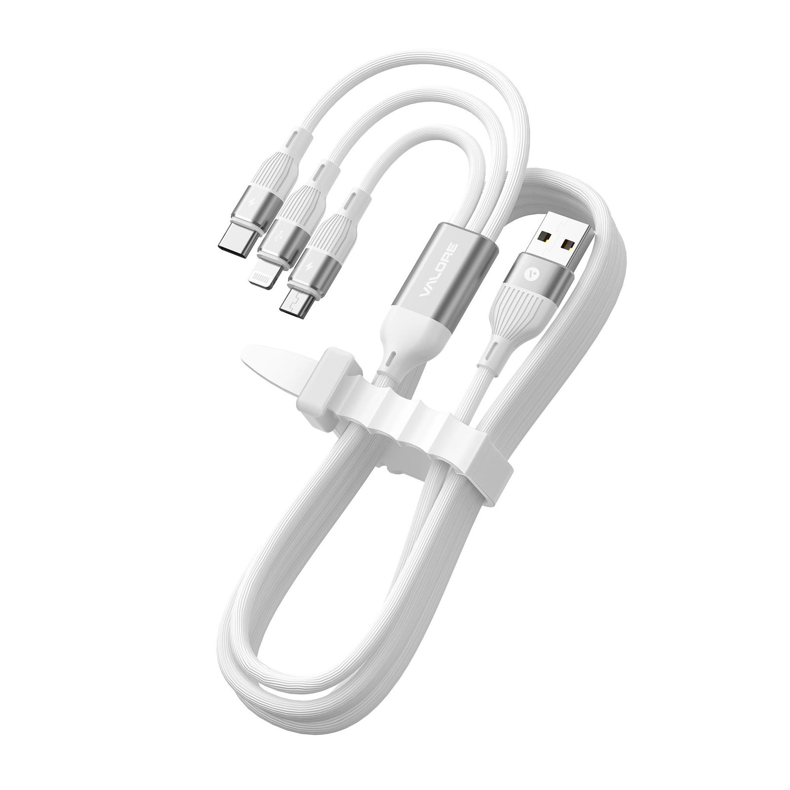 e9feaff6b6411239a47378cf6043f6a0-1.jpg Valore 3-In-1 USB-A To Usb-C/Ip/Micro-B Cable (1.2M) CA-026 - Image 1