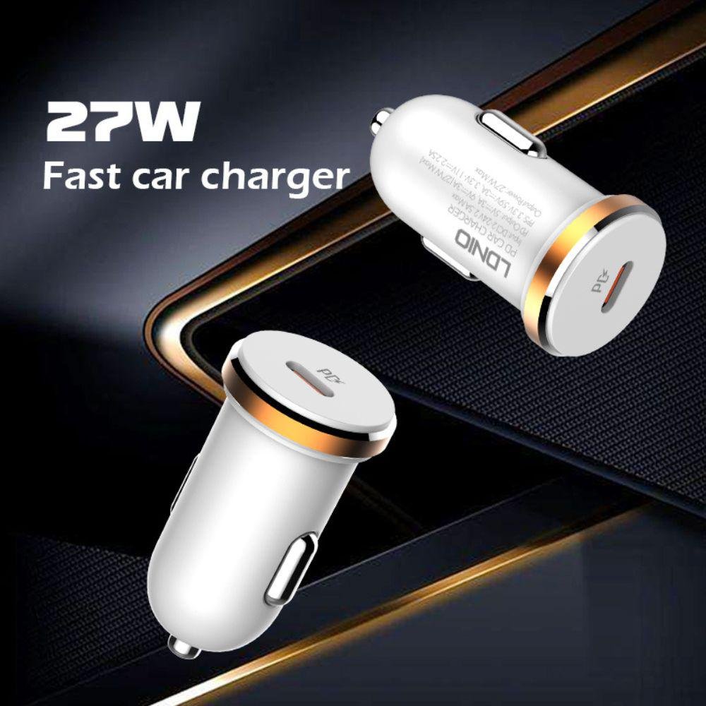 ea0800bb46930cdcdb51518a82b11ab2.jpg Ldnio USB-C Car Charger with Cable 27W C22Q - Image 1