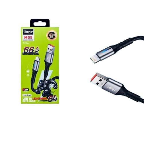 ebd743305a5299fe925e5fb198ca22a2.png OUGER M05 6A 66w 1000mm LED Data Cable – USB To LIGHTNING - Image 1