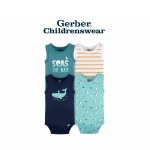 Gerber Sea Sleeveless Onesies Bodysuits 4pcs
