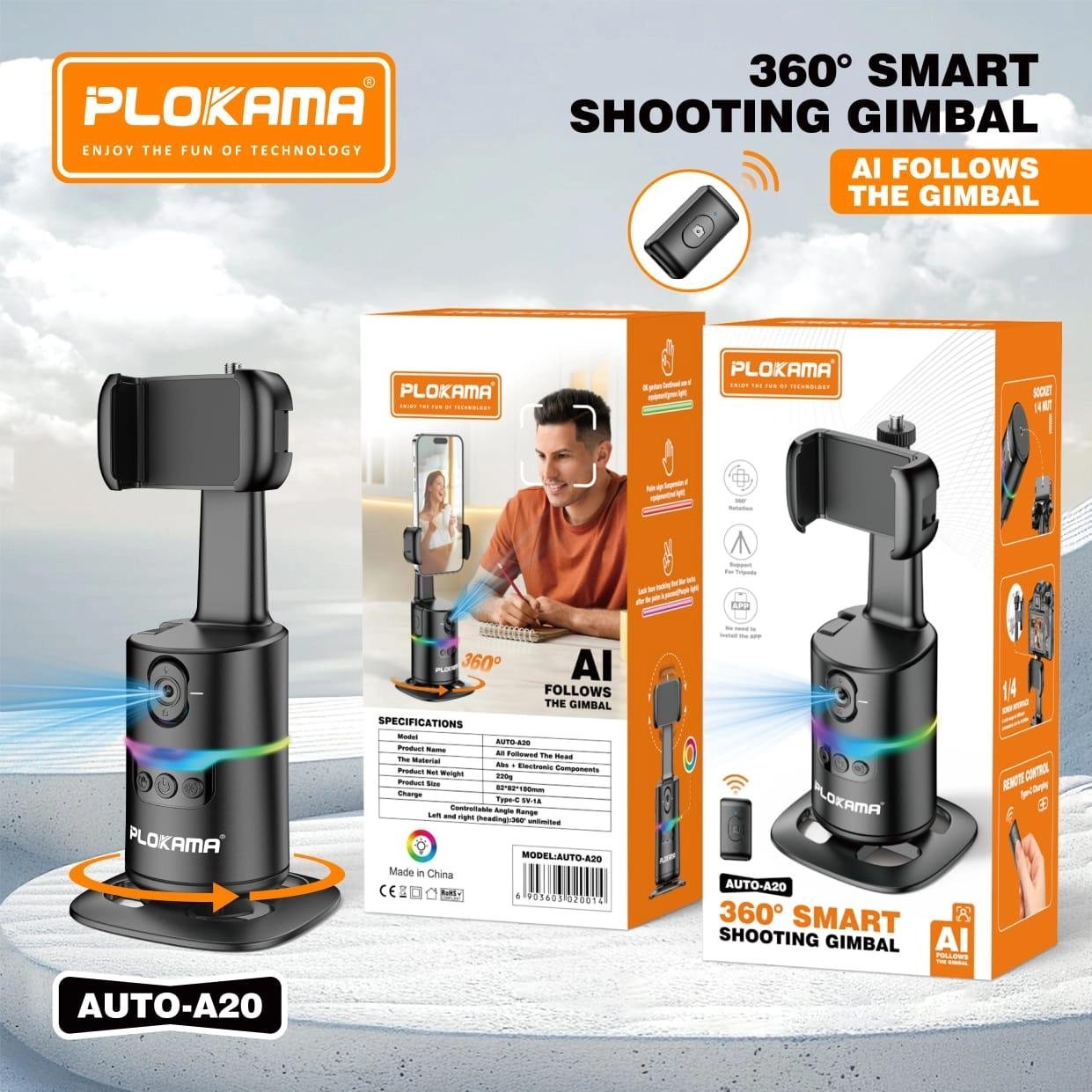 f8081504eb18a7e9fc71ca6852554d69-1.jpg Selfie Stick 360 Smart Shooting Gimbal - Image 1