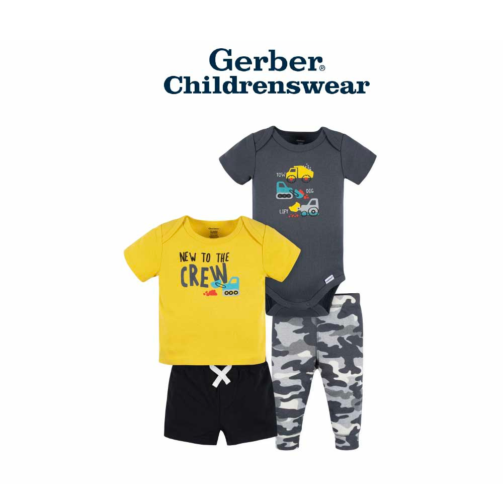 fc4eddd447d53d509cfe2e5e95157e72-2.png Gerber Baby Boy Truck Outfit Set 4pcs - Image 1