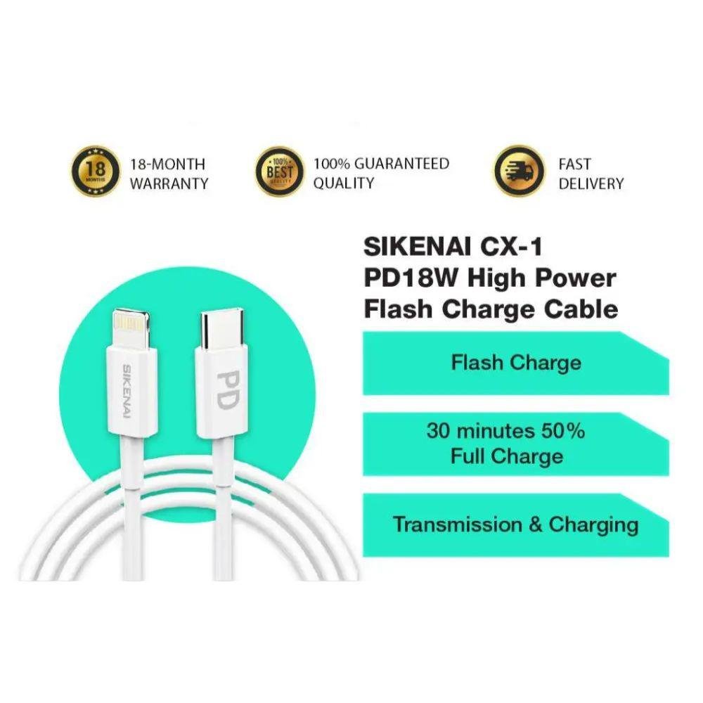 fd8b4e90212f956bfe7eeed38ec5fd39.jpg SIKENAI 1M Flash Charging Cable Type-C to Lightning CX-1 - Image 1