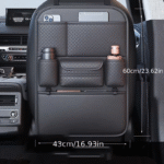 1pc Front and Rear Car Seat Back Organizer with Two Cup Holders, Car Tissue Box, and Multi-functional Storage, Convenient Rear Row Storage, PU Leather, Kick-Proof, Easy to Clean