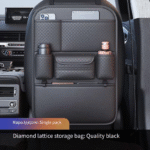 1pc Front and Rear Car Seat Back Organizer with Two Cup Holders, Car Tissue Box, and Multi-functional Storage, Convenient Rear Row Storage, PU Leather, Kick-Proof, Easy to Clean - Image 5