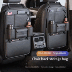 1pc Front and Rear Car Seat Back Organizer with Two Cup Holders, Car Tissue Box, and Multi-functional Storage, Convenient Rear Row Storage, PU Leather, Kick-Proof, Easy to Clean - Image 6